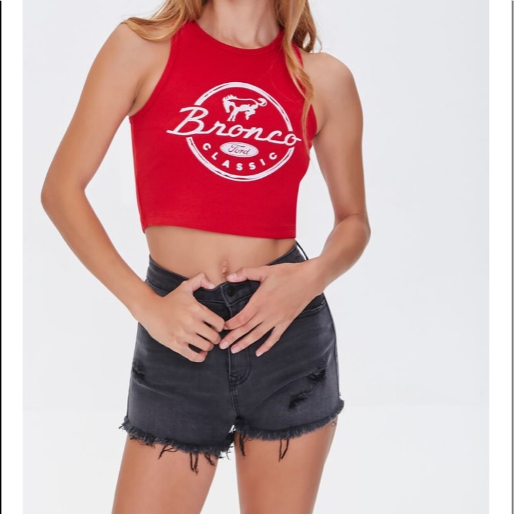 Forever 21 Denim Curvy Frayed Cut Off Shorts